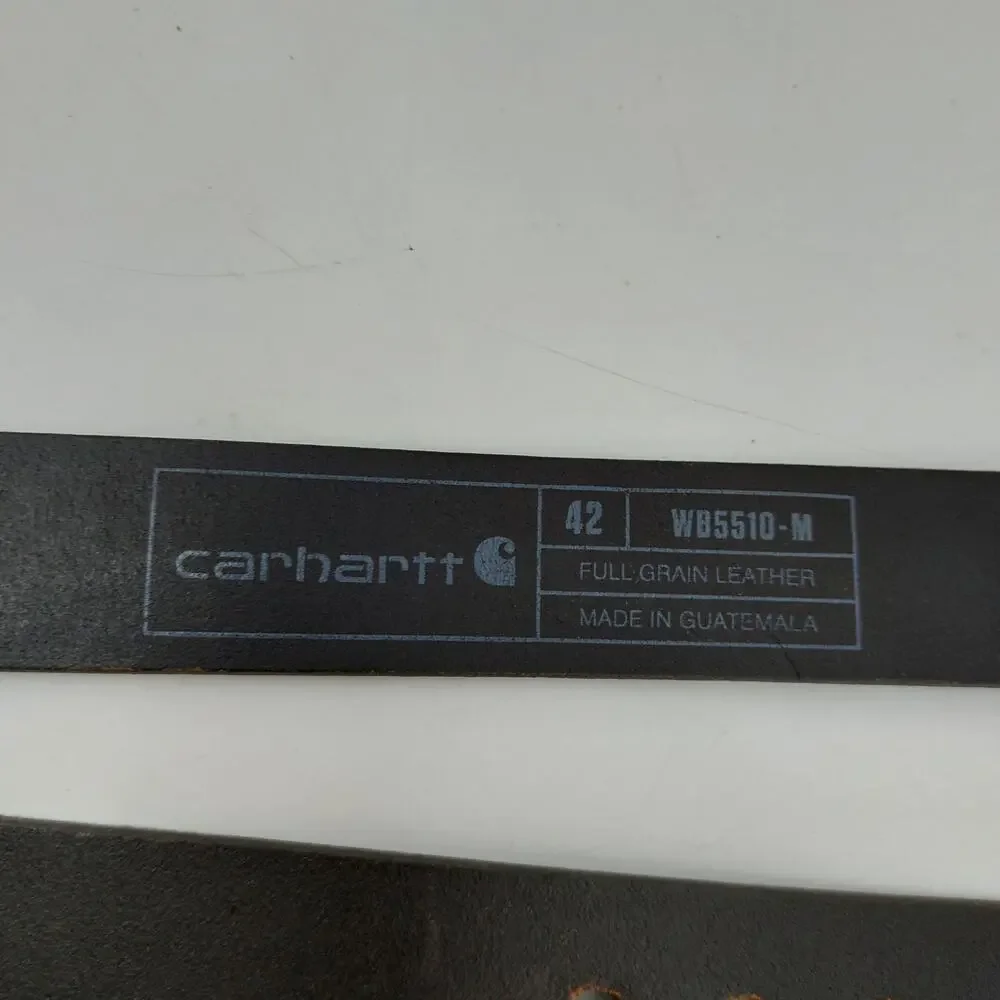 Carhartt Men's Dark Brown Full Grain Leather Belt Size 42